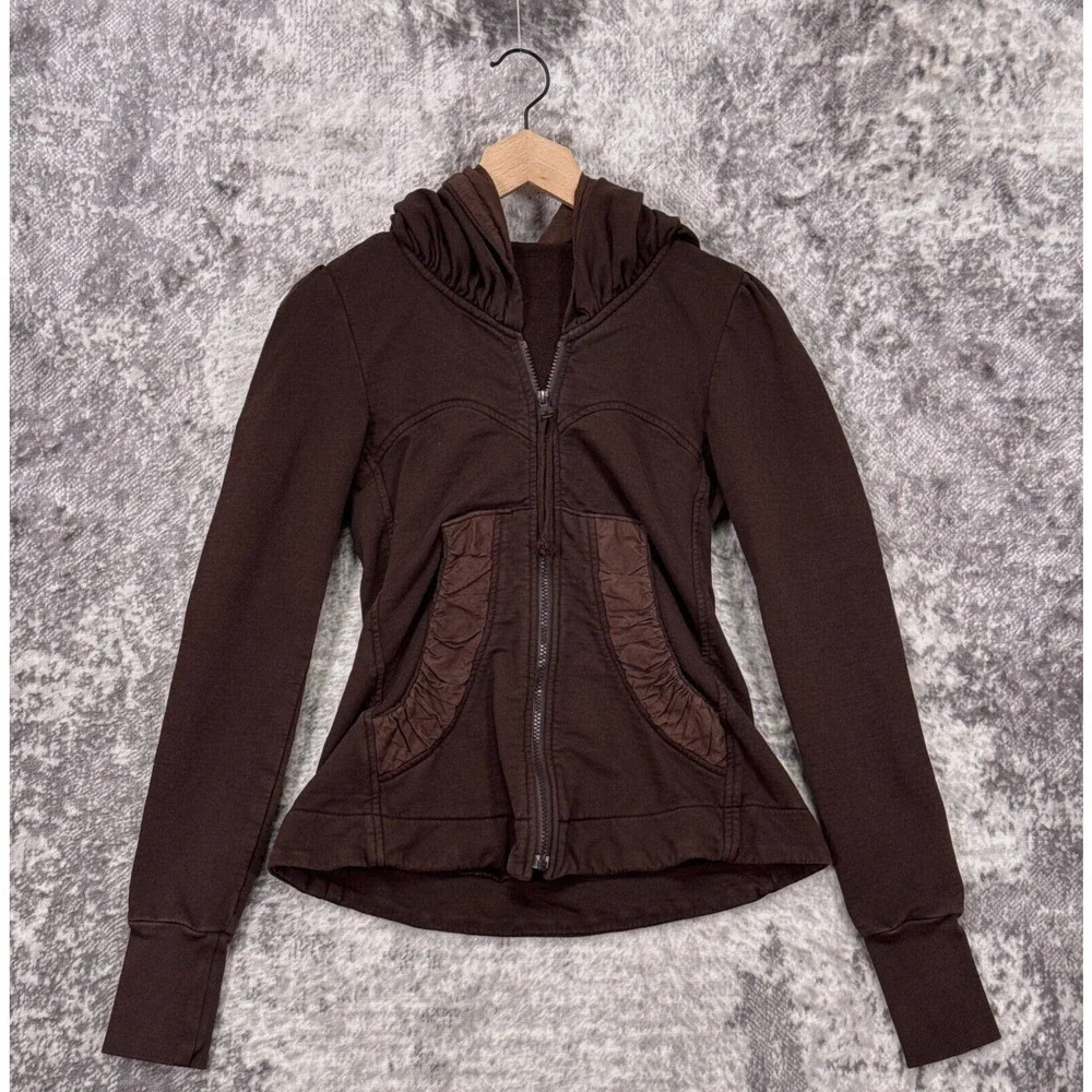 Prairie Underground Cloak Hoodie Womens Rust Brown Full Zip Sweatshirt S Small